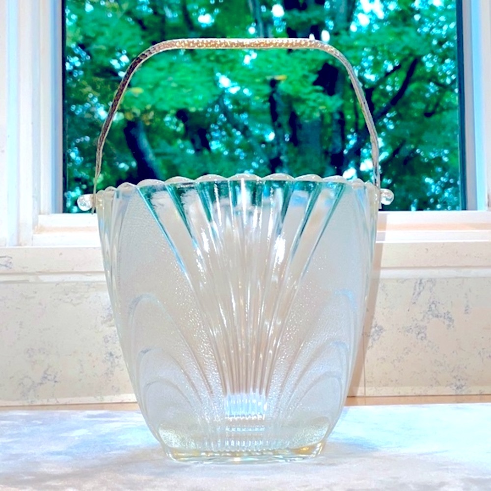 Frosted Crystal Ice Bucket Vintage  Cambridge Glass Co. Caprice Circa 1940-1950